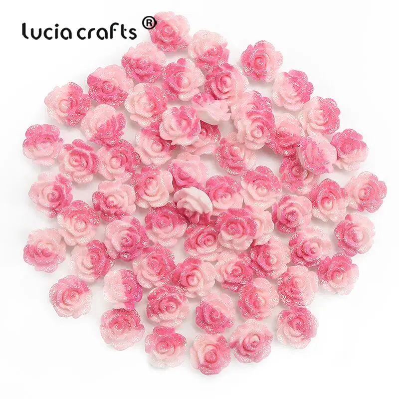 50pcs 10mm Glitter Two-tone Flower Flatback Resin DIY Scrapbook Craft Embellishments Phone Decor Headwear Accessories 80002131 - Цвет: Color 3