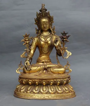 

wedding decoration Old Tibet Buddhism Bronze gilt White Tara Goddess Kwan-yin Guanyin Buddha Statue