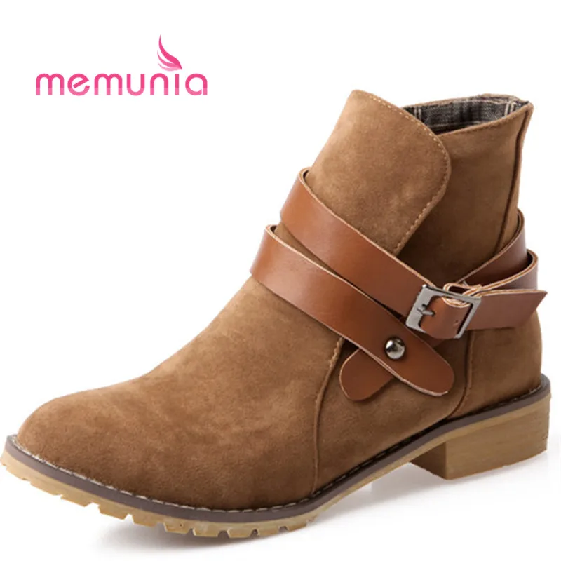 

MEMUNIA 2018 new arrive ankle boots for women comfortable flat with fashion boots round toe winter boots female