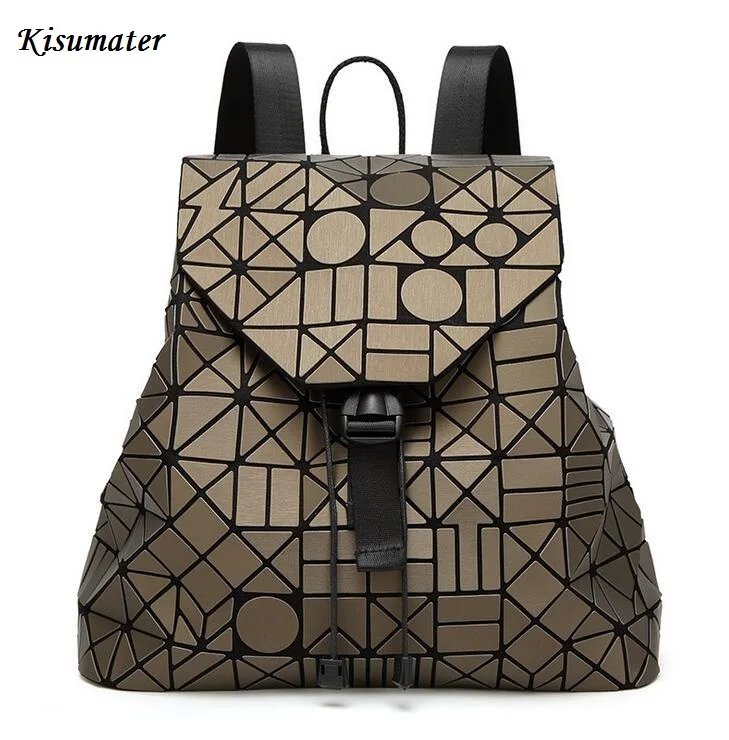 2017 New Vintage bag Women Backpack Geometric Shoulder Student s school bag Hologram backpack matt color