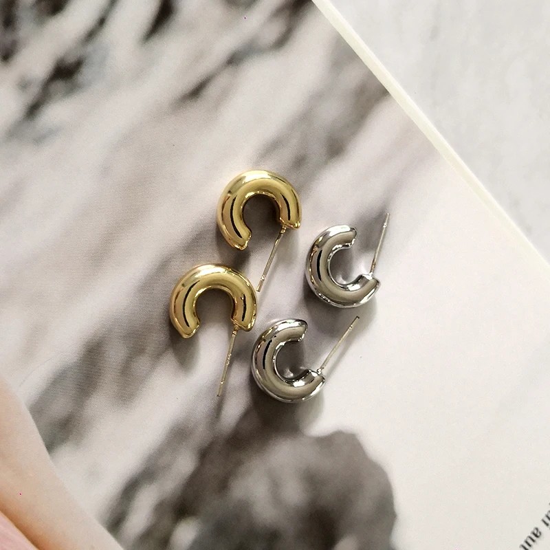 Peri'sBox 14mm Thick Mini Hoop Earrings for Women Chunky Gold Tiny Plain Hoops Little Earring Minimalist Everyday Earrings - Image 4