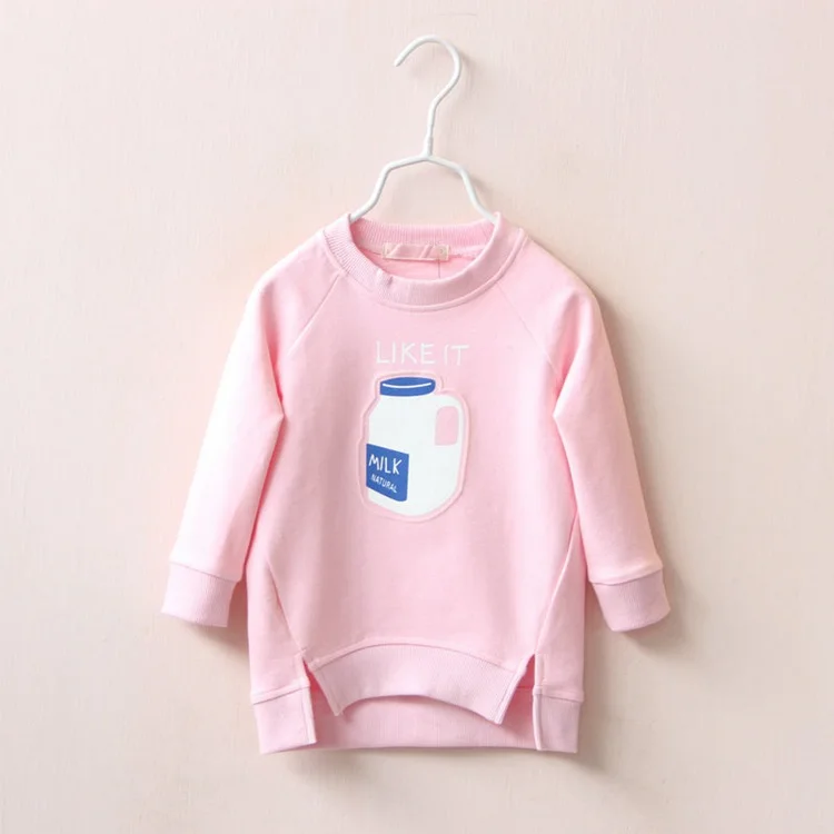 Горячее предложение! Распродажа! Новинка года; свитер для маленьких девочек; дизайнерские детские толстовки с принтом бутылки молока; детская одежда; китайская Базовая рубашка; зимняя одежда - Цвет: Розовый