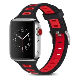 Модный спортивный силиконовый ремешок-петля для мм Apple Watch Band Sport 38 мм 42 мм силиконовый ремешок для Iwatch Series 1 2 3 4 спортивный двухцветный