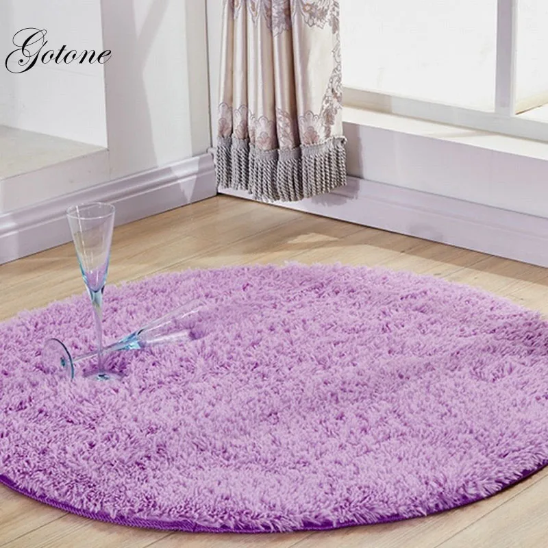 Soft Fluffy Thick Velvet Round Carpet Anti skid Washable silky Area