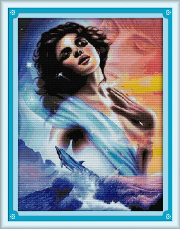 

Intoxicated sprit of sea Printed Canvas DMC Counted Chinese Cross Stitch Kits printed Cross-stitch set Embroidery Needlework
