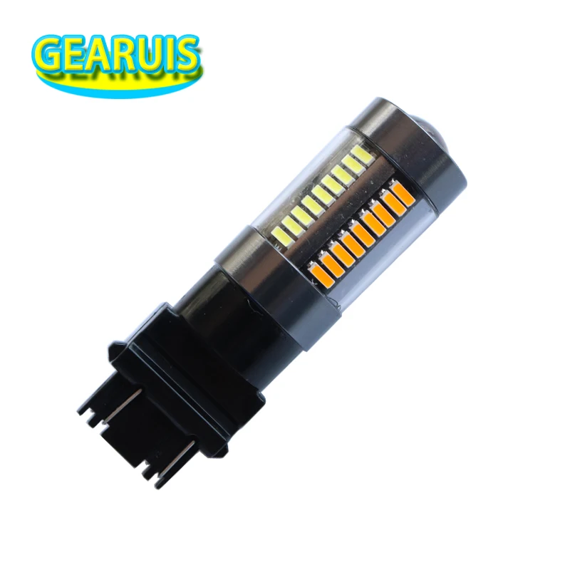 100Pcs Doppio Switchback Led T25 3157 1157 Bay15D 60 Smd 4014 Led T20 7443 Colore Bianco Ambra Drl Di Guida Accendere La Luce Di Segnale 12V
