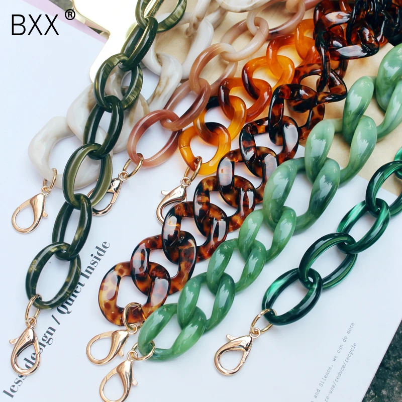 

[BXX] 2020 Attractive Personality Green Color Golden Buckle Wide Long Many Colors Acrylic Bag Strap All Match LM347