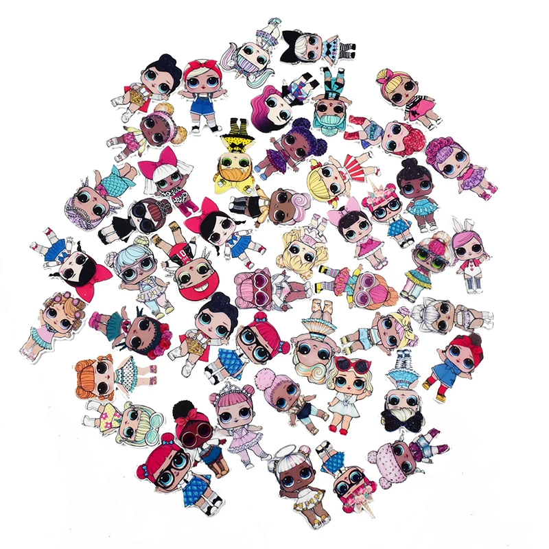

10PCS Mixed Planar Resin Charm Beautyful Girl Big Eyes Doll Costume Cosplay Resin Charm For Hair Decoration