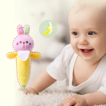 

Baby Rattle Mobiles Cute Baby Toys Cartoon Animal Banana Bear Hand Bell Rattle Soft Toddler Plush Toys 0-12 Months