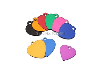 

300pcs/lot Customized Personalized Heart-shaped Aluminum Dog Cat Tag Pet Collar Accessories ID Tags