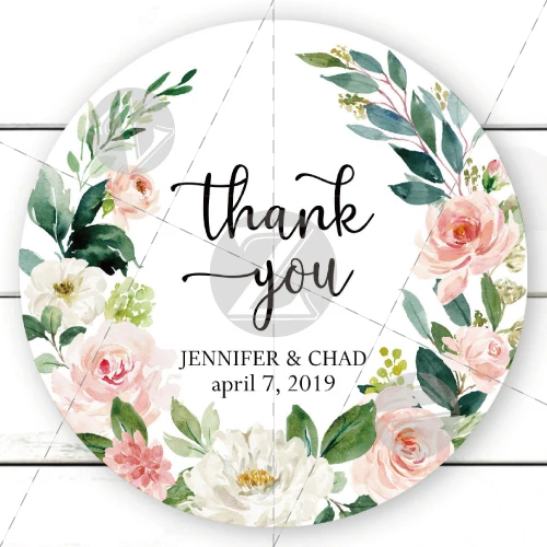 

100 Pieces, 3-7CM, Custom Personalized, Wedding Stickers, Candy Favors Gift Boxes Labels, Green Leaves