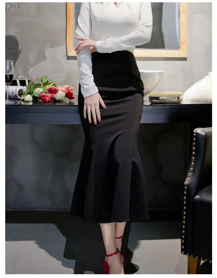 Подгонянная женская элегантная винтажная юбка размера плюс XXS-9XL, длинная юбка миди с рыбий хвост, Женская Повседневная ретро юбка с высокой талией, макси-юбка русалки