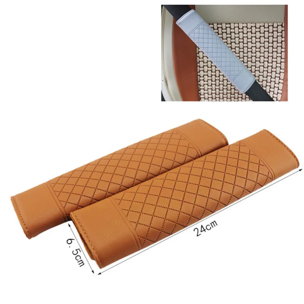 2Pcs Car Seat Belt Cover Shoulder Pad PU Leather Car Seat Belt Shoulder Protector Pad Cover Harness Strap