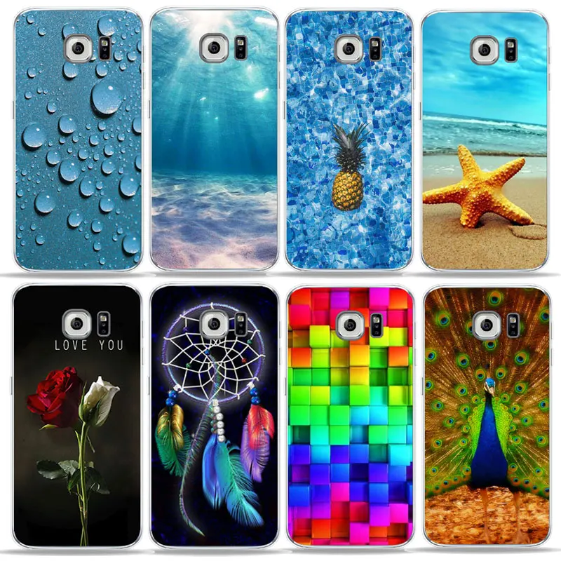 

Art rose feather Blue sea Beautiful scenery Phone Case For SamSung S7 edge S5 S6 J1 2016 A5 A7 A6 2018 Silicone Soft TPU Cover