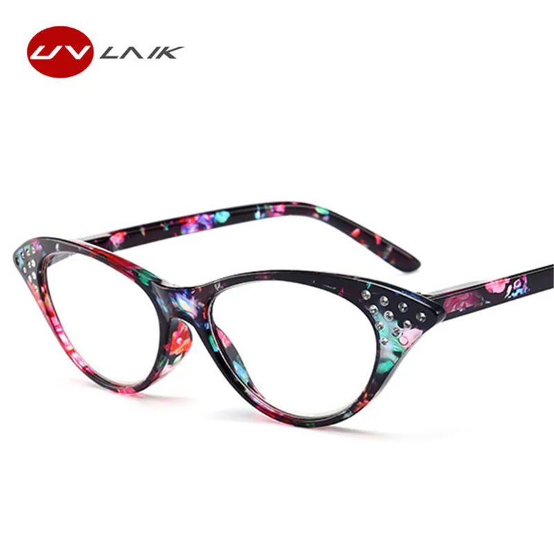 

UVLAIK Cat Eye Reading Glasses Women Diamond Eyeglasses Presbyopic with Diopter 1.0 1.5 2.0 2.5 3.0 3.5 4.0