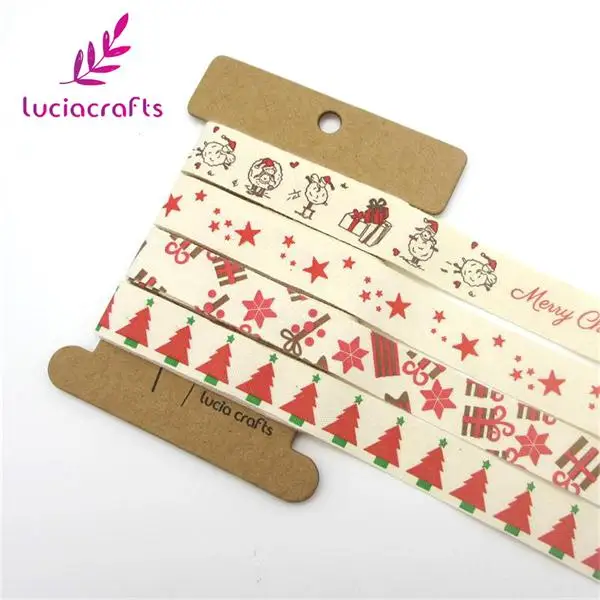 Lucia Crafts 5/8 ''15-16 мм Рождественская мультяшная печать хлопковые ленты подарочная упаковка «сделай сам» аксессуары ручной работы Q0405 - Цвет: Mixed Type 6