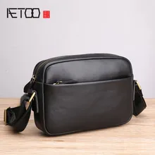 AETOO Leather male packets Shoulder bag Korean version men oblique cross Baotou layer cowhide casual Mini Bag