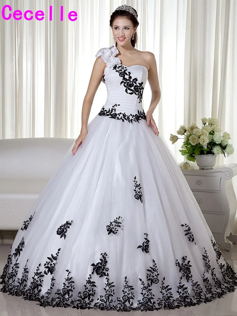 16953 29 De Réductionnoir Et Blanc Une épaule Robe De Bal 2019 Robes De Mariée Vintage Avec Bretelles Coloré Non Blanc Robe De Mariee Avec