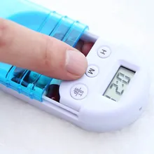 Portable Grid Intelligent Electronic Timing Pill Case Alarm Timer Pills Reminder Storage Box Dropshipping electronic digital compartment smart timing sealed pill case medicine box container tablet storage case circular reminder alarm