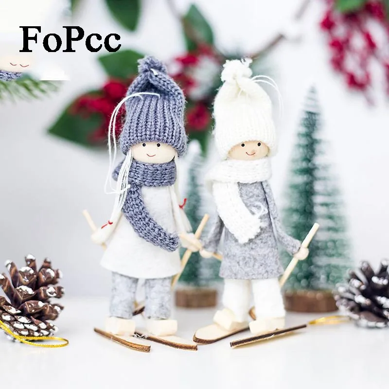 

Creative Kawaii Christmas Angel Girl Ski Pendant Christmas Tree Decoration For Home Xmas Cute Doll Party Decoration Kids Gift