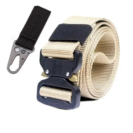 belt and 1 hook 125, 135, 145 см, тактический ремень, Военный нейлоновый ремень, мужской ремень в армейском стиле для джинсов, металлическая пряжка, Cinturon, автоматический поясной ремень для улицы - Цвет: belt and 1 hook