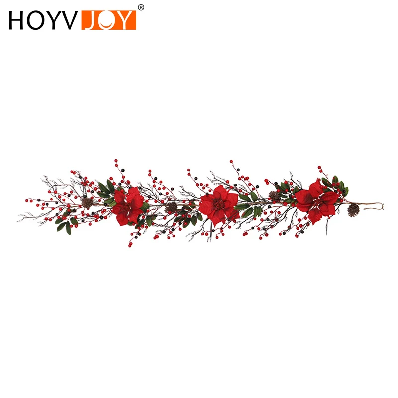 

HOYVJOY 120cm Christmas Flower Red Fruit Big Rattan Faux Plants Christmas Thanksgiving Party Home Decoration