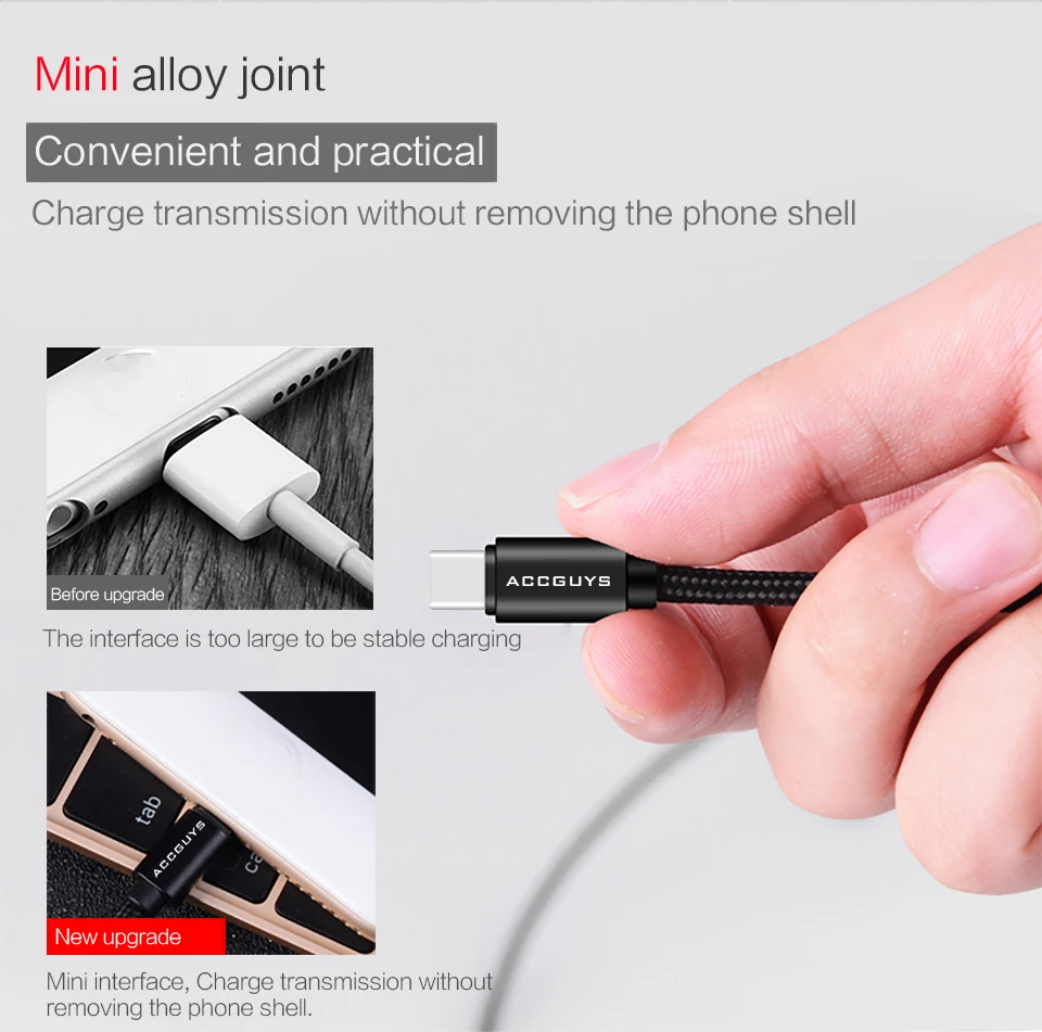 ACCGUYS для Macbook Type C освещения 2.4A USB Кабель зарядного устройства iphone 7 8 X usb c кабель