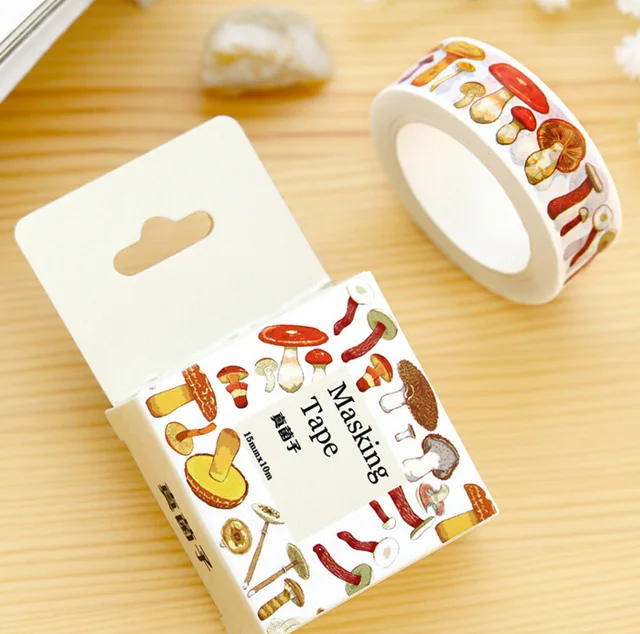 

1.5CM Wide Various Mushroom Collections Washi Tape DIY Scrapbooking Sticker Label Masking Tape School Office Supply