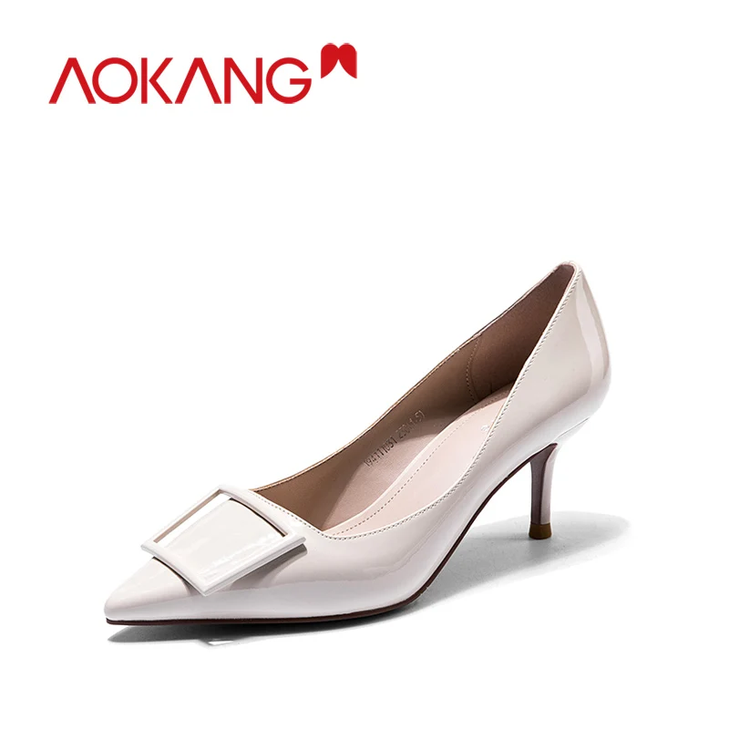 

AOKANG women's high heel pumps Shoes pointed toes office buckle OL ladies Business shoes