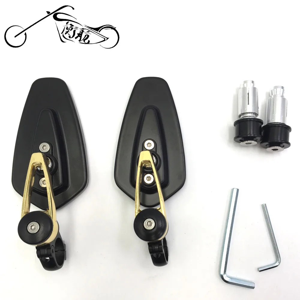 

7/8" Pair of Motorcycle Universal Handle Bar End Rearview Mirror CNC Aluminum 360 Rotation Bracket Side View Mirrors
