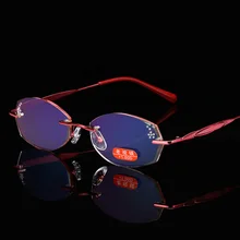 Очки для чтения зеркало без рамы дальнозоркость Алмазная отделка прогрессивные очки с зеркальным покрытием progresivas очки прозрачный вид oculos