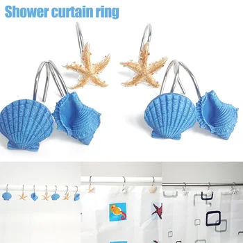 

12 Pcs Seashell Conch Shower Curtain Hooks for Home Bathroom Decor SDF-SHIP