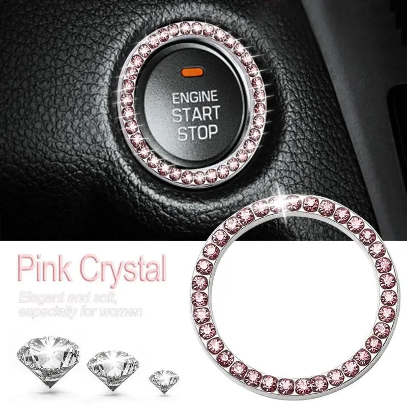 

Auto Car Bling Decorative Accessories Automobiles Start Switch Button Decorative Diamond Rhinestone Ring Circle Trims 40mm/1.57"