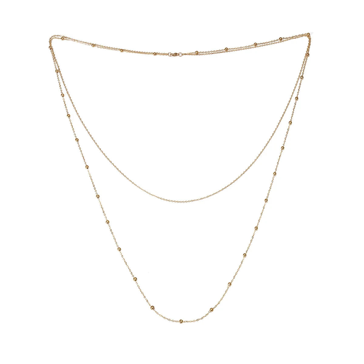 Сексуальное женское элегантное ожерелье со спутниковым бисером, с открытой спиной, многослойное ожерелье, свадебные украшения для платья с низкой спинкой - Окраска металла: Gold