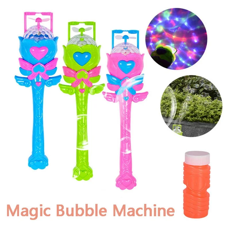 

Music Lamplight Bubble Machine Children Fantastic Electric Magic Wand Blower Automatic Soap Bubble Gun Outdoor Toys For Kids