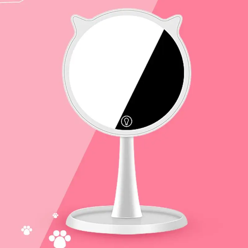 90 градусов милый кот ухо макияж зеркало дома с светодиодный нажимной светильник перезаряжаемые косметическое ручной 30 дней работы #11