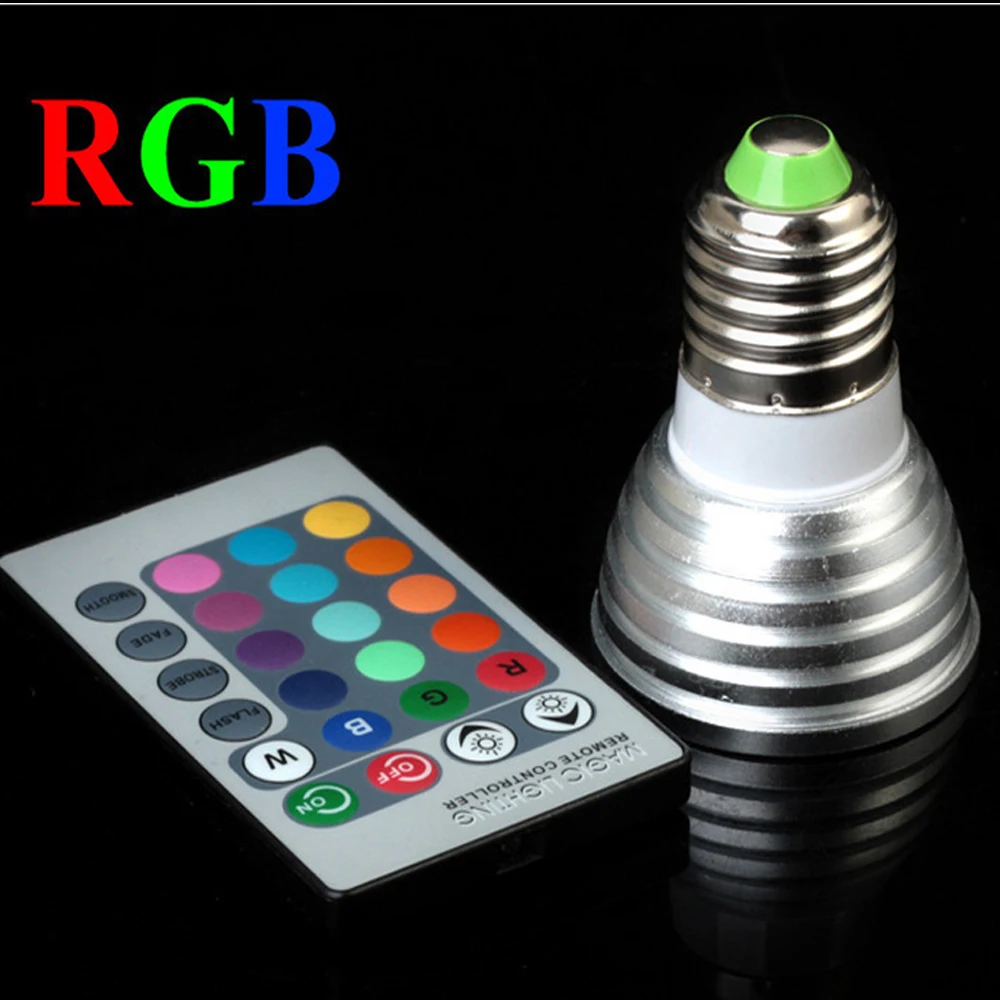 3 Вт RGB светодиодные лампы GU10 MR16 E27 E14 прожектор AC100 240V 16 цветов дистанционное
