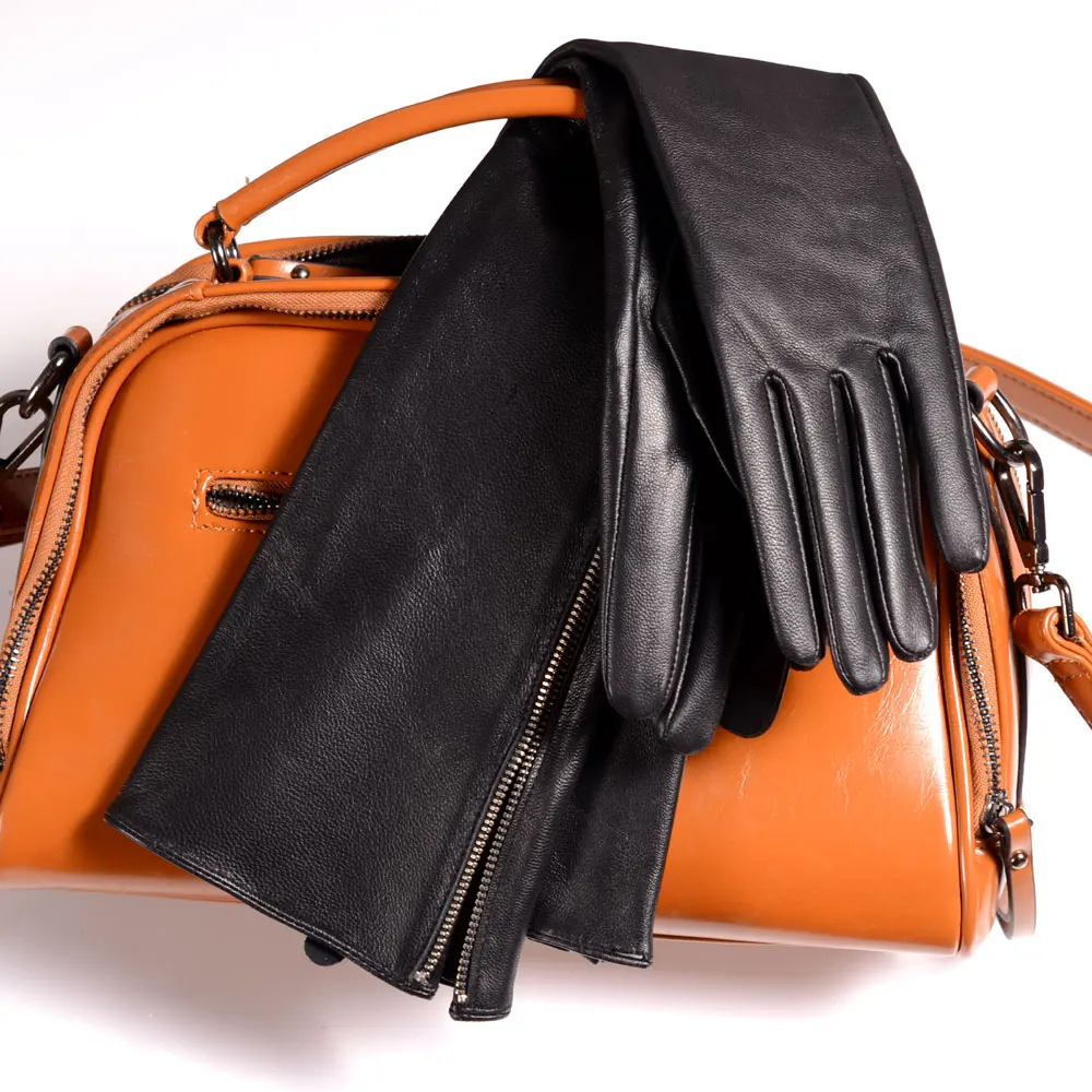 US $28.80 30cm80cm Womens Ladies Real Leather Sheep Skin Overlength Side Zipper Gloves Party Evening OperaLong Gloves