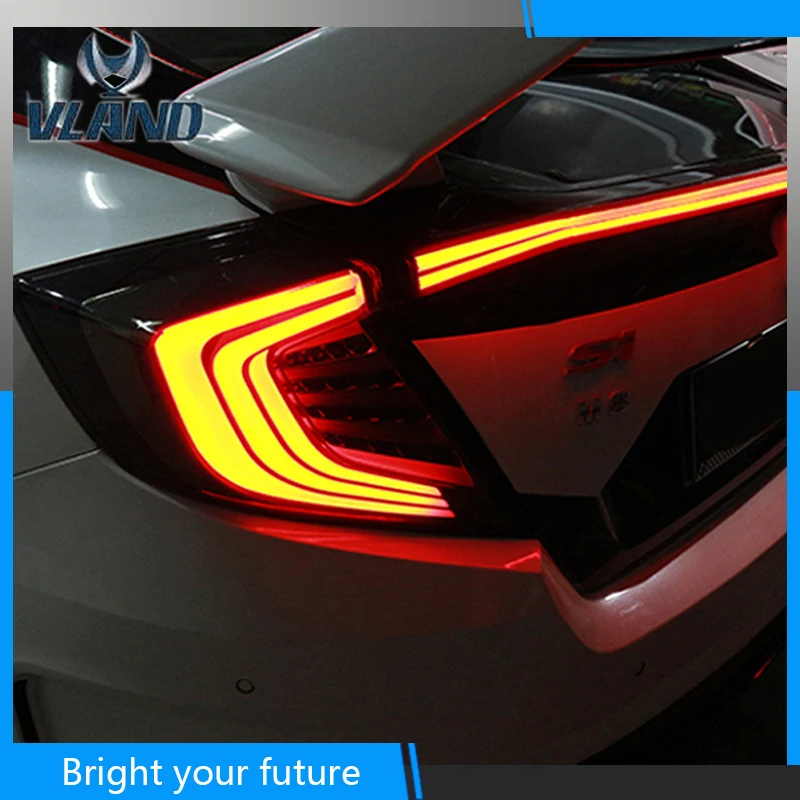 

3Pcs Tail Lamp For Honda Civic 2015-2018 Tail Light Rear Lights LED DRL Cross Trunk Lamp Warning Light