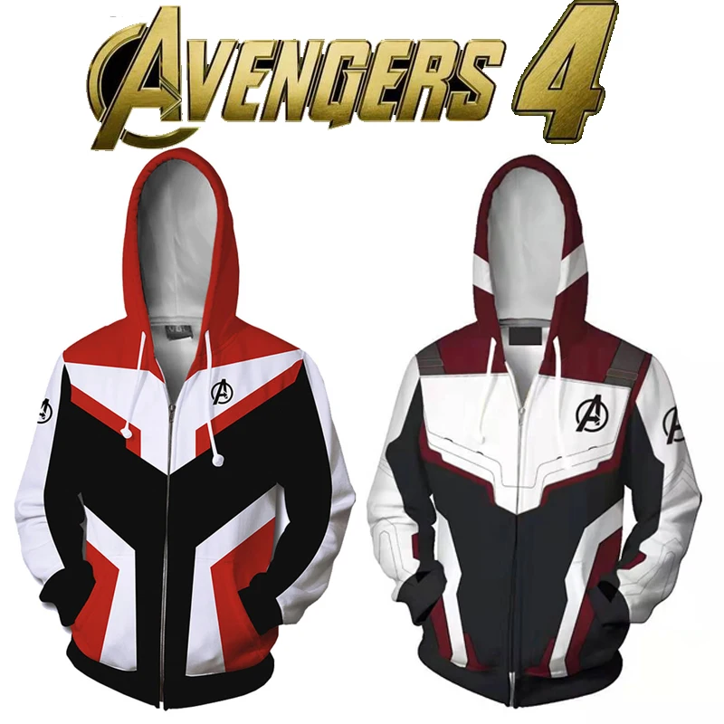 Avengers Endgame Quantum Realm Sweatshirt Cosplay Costume Captain America Iron Man Hoodie Jacket Zipper Adult Kids