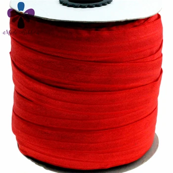 

Red 5/8" 15mm fold over elastic,50 yards per roll,good elasticity foe for hair ties headbands headwear handmade webbing