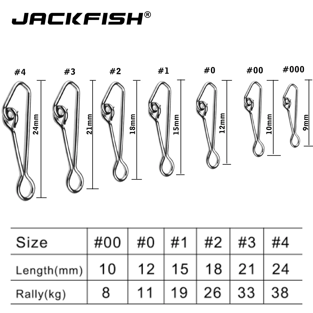 JACKFISH рыболовный соединитель 50 шт./лот из нержавеющей стали Поворотные застежки для рыбалки крючок для морской рыбалки океан поворотный подвижной оснастки