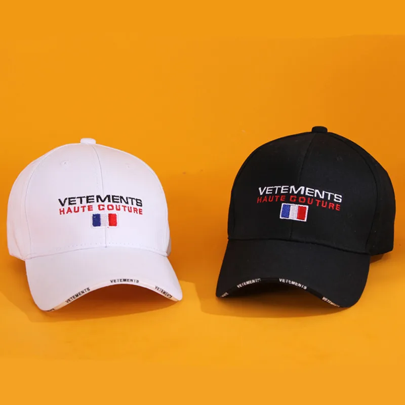 VETEMENTS, черные, белые, синие, красные, 4 цвета, шапки, VETEMENTS, высокое качество, флаг с надписью, Франция, вышивка, кепки, VTM козырьки, унисекс