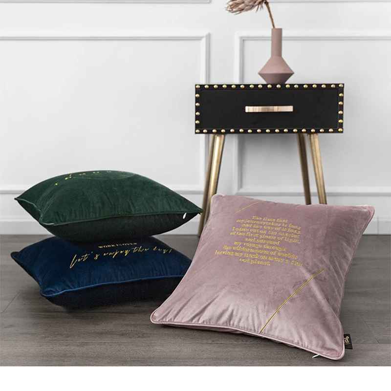 

Luxury Velvet Cushion Cover Soft Nordic Style Gold thread Embroidered Home Decorative Pillow Cover For Couch Bed 45x45cm Pipin