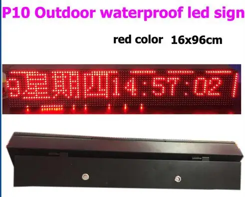

FASTSHIPPING P10 outdoor waterproof led sign 16x96cm iron red run text led display board moving text wifi controller led board