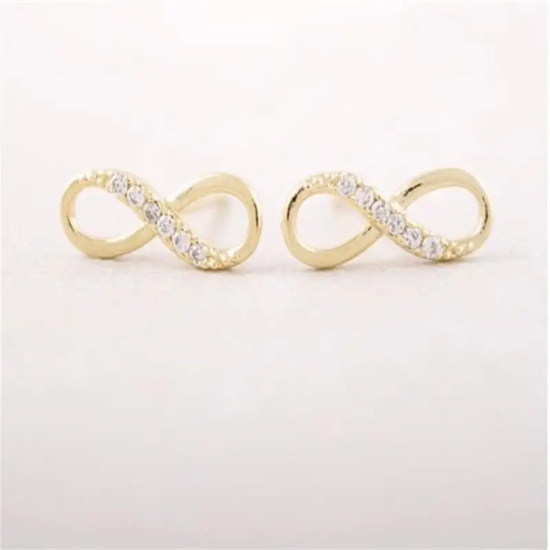 Мода Восемь слов цирконевые сережки-шпильки Бесконечность Символ серьги-гвоздики