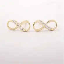 Мода Восемь слов цирконевые сережки-шпильки Бесконечность Символ серьги-гвоздики