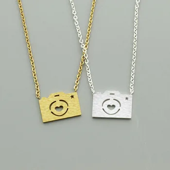 

10pcs Stainless Steel Delicate Camera Necklaces Pendants Gold Color Chain Photography Long Necklace Women Kolye Graduation Gifts