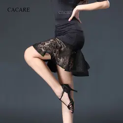 Танцевальная юбка костюмы лоскутное кружева Сальса Танго Хлопушки D359 Раффлед Fishbone низ черный