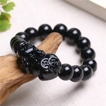 

High quality Crystal Obsidian Brave Pixiu Bracelets & Bangles Trendy Natural Stone Bracelet For Women Famous Brand Men Jewelry
